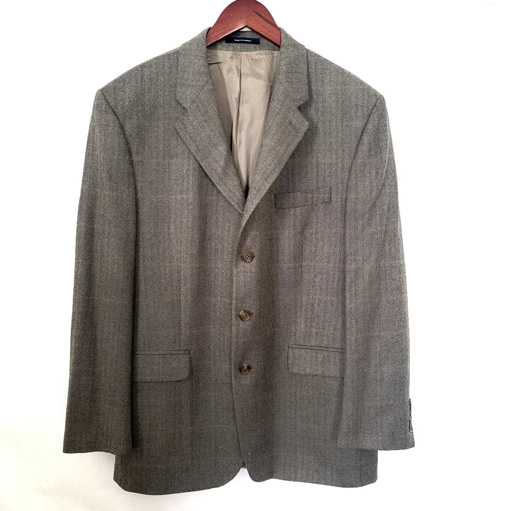 Ralph Lauren Wool Canadian Houndstooth Plaid Sports Coat 44R